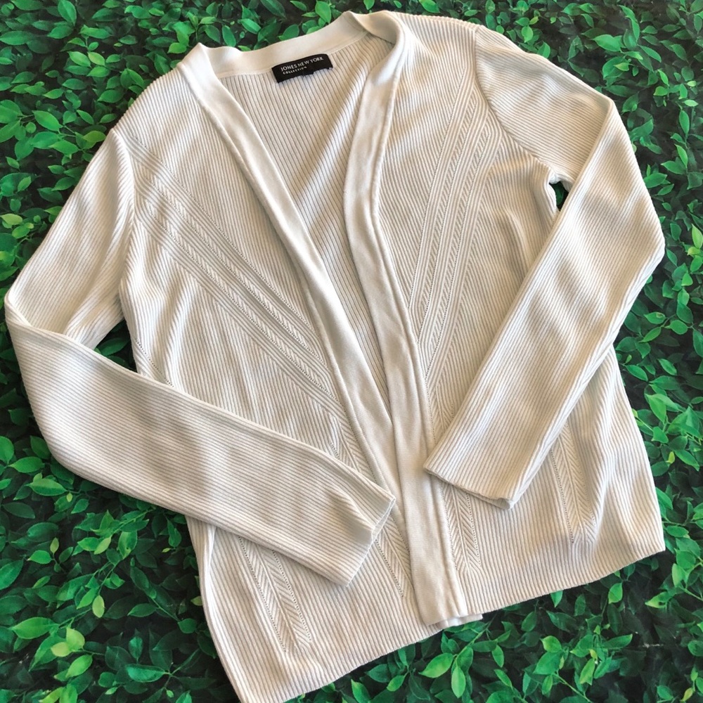 🜃 Jones New York cardigan | large | white | knit